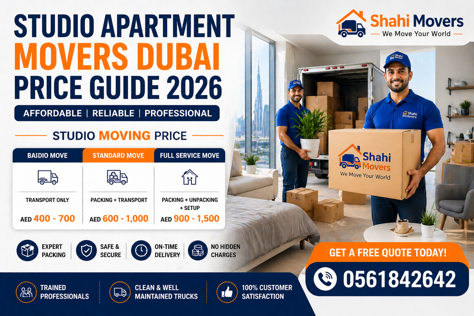 Studio Apartment Movers Dubai Price