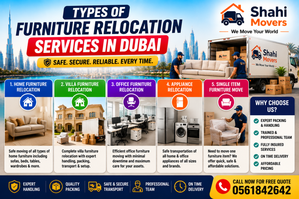 Types of Furniture Relocation Services in Dubai