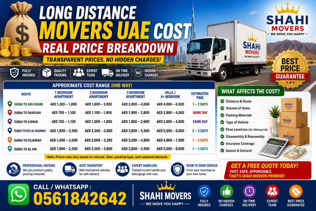 Moving cost breakdown in UAE Long Distance Movers UAE Cost – Real Price Breakdown