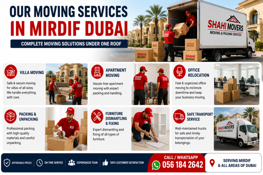 moving services in Mirdif Dubai
