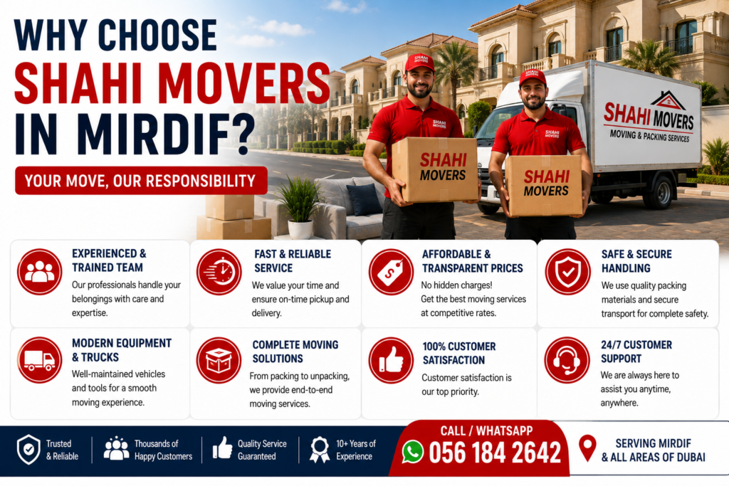 Reliable moving services in Mirdif
